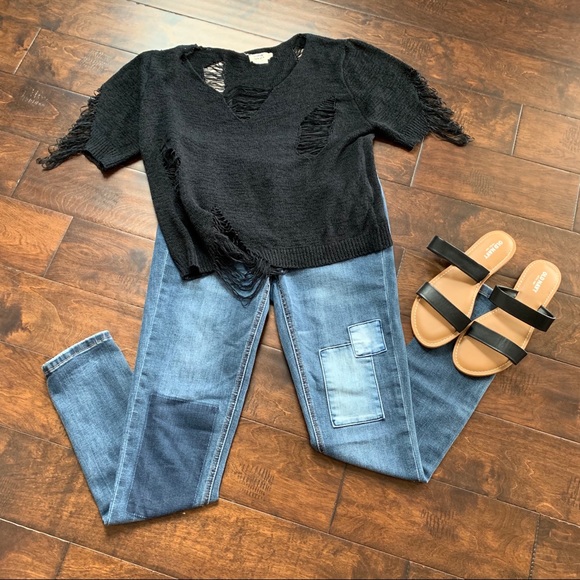 Holly Bracken Tops - Molly Bracken Black Ripped Shirt